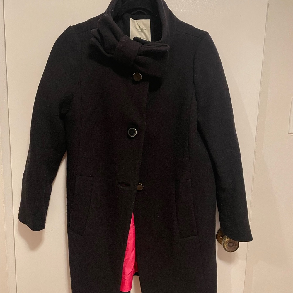Kate Spade Black Coat with Bow Accent